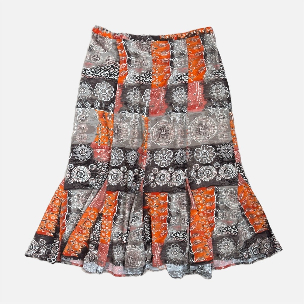 NEW CJ Banks Skirt Womens 18W Orange Brown Geometric Whimsigoth Goblin Retro NOS
